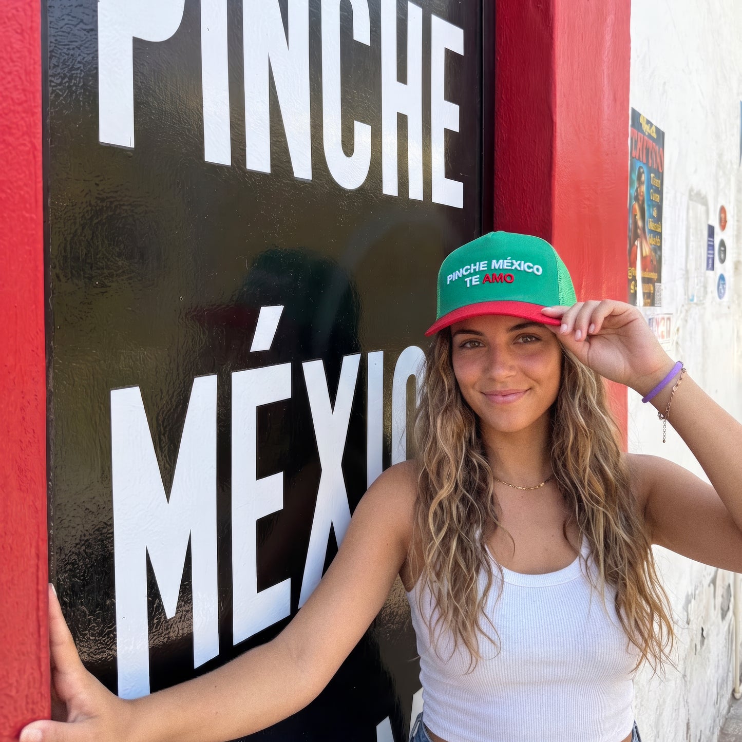 GORRA VERDE & ROJA PINCHE MÉXICO TE AMO