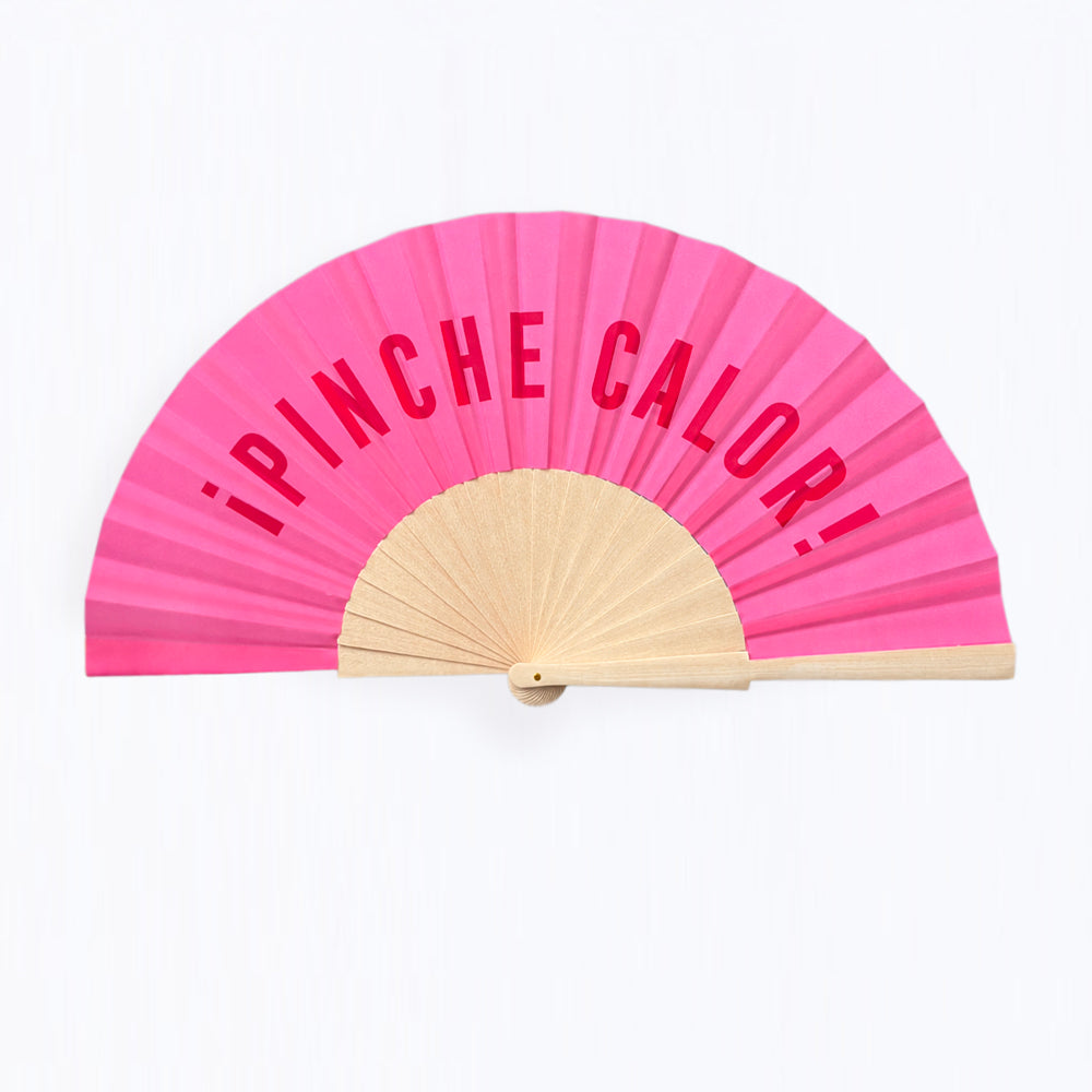 ABANICO ROSA Y ROJO «¡PINCHE CALOR!»