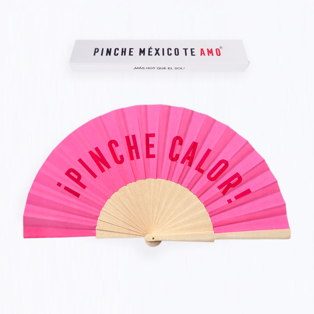 ABANICO ROSA Y ROJO «¡PINCHE CALOR!»