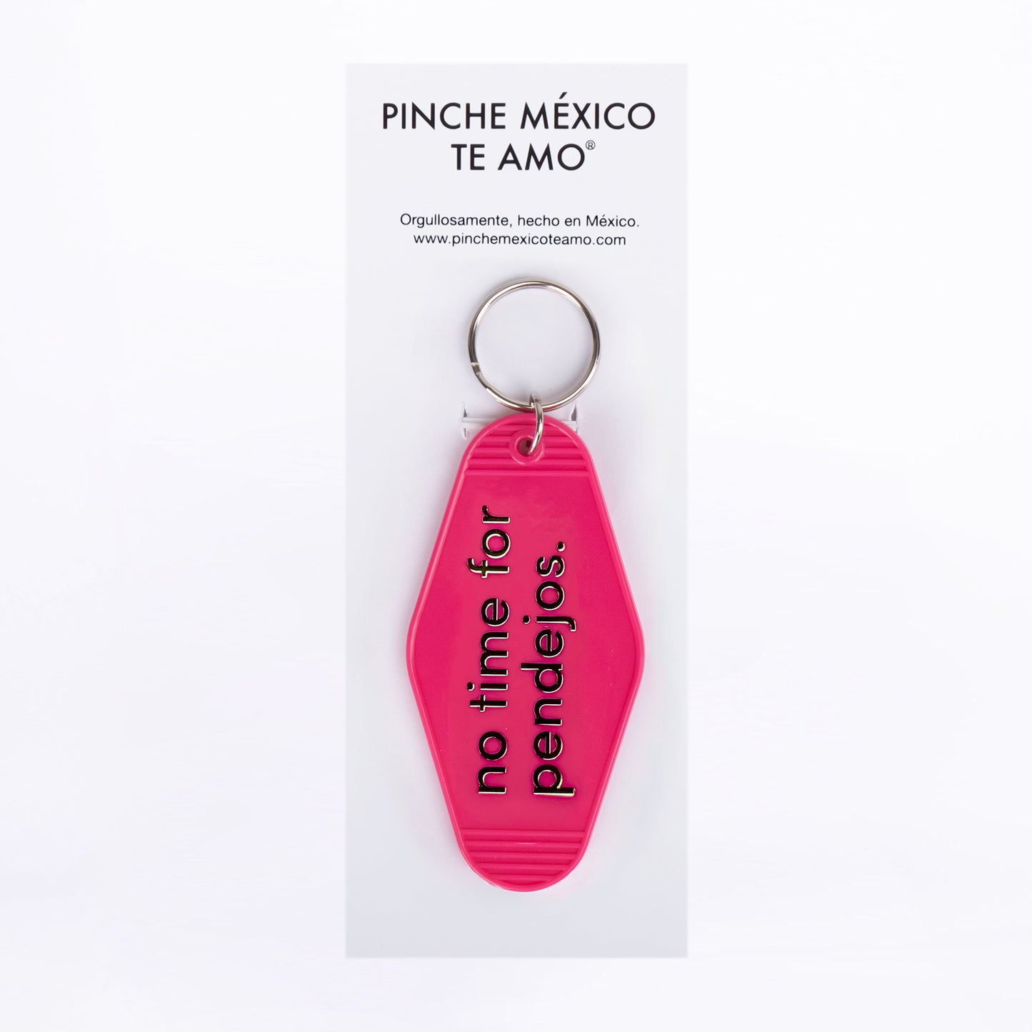 LLAVERO NO PENDEJOS FUSHIA DORADO