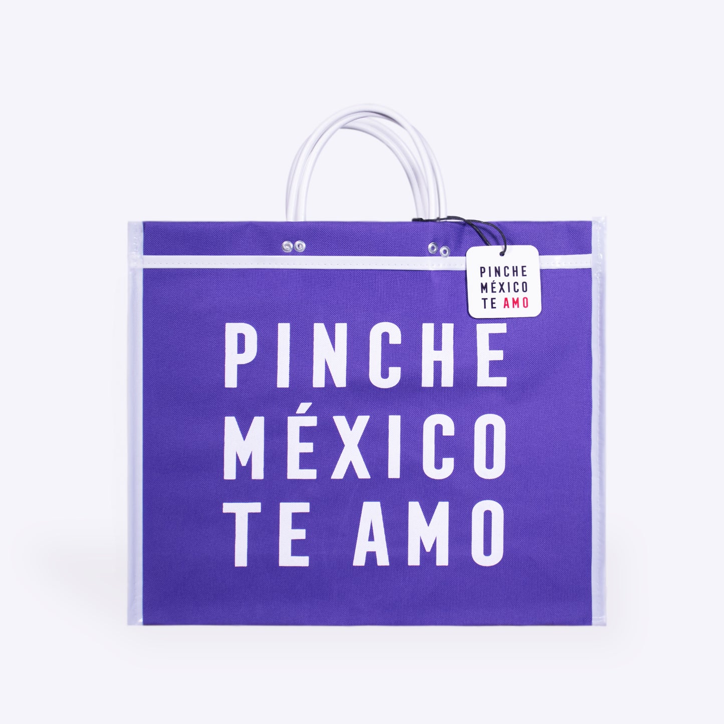 BOLSA DE MERCADO PINCHE MÉXICO TE AMO MORADO OSCURO