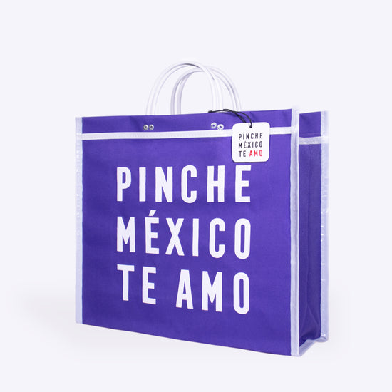 BOLSA DE MERCADO PINCHE MÉXICO TE AMO MORADO OSCURO