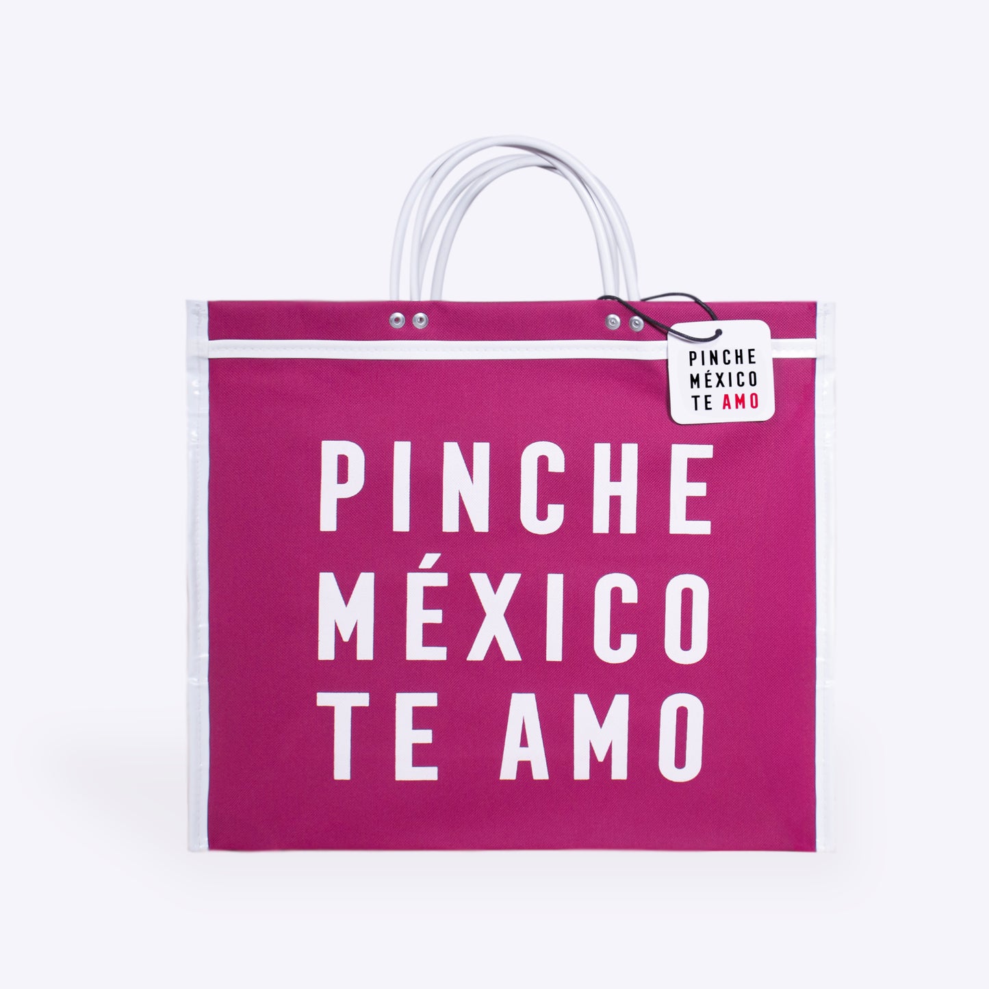 BOLSA DE MERCADO PINCHE MÉXICO TE AMO FUSHIA