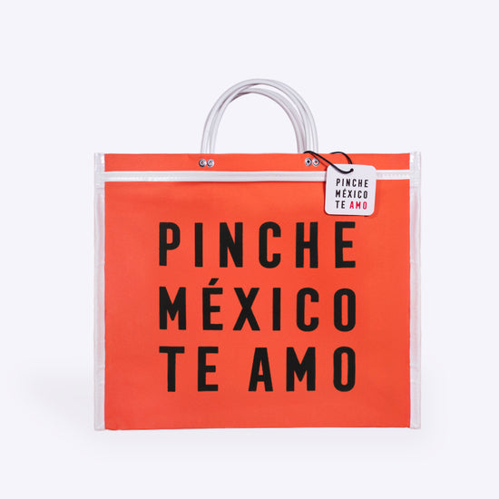 BOLSA DE MERCADO PINCHE MÉXICO TE AMO NARANJA