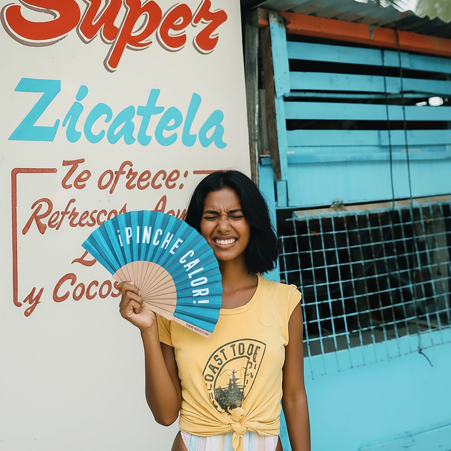 ABANICO TURQUESA ¡PINCHE CALOR!